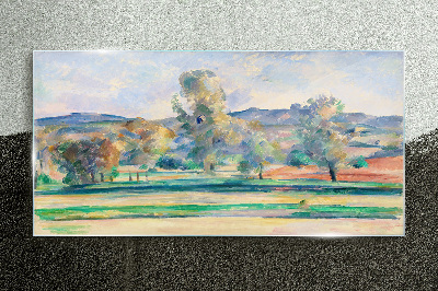 Glasbild Frühlingslandschaft mit Bäumen