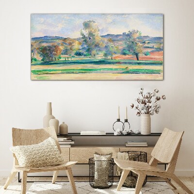 Glasbild Frühlingslandschaft mit Bäumen