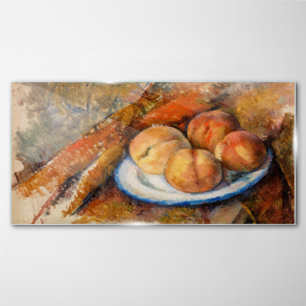 Glasbild Obsttisch in Pastellfarben