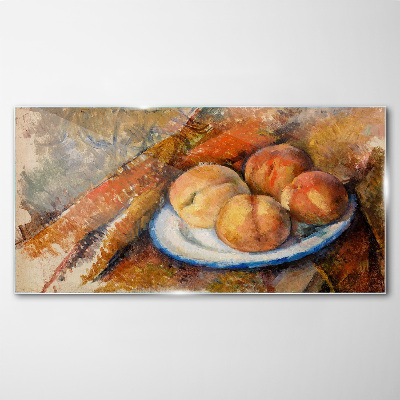 Glasbild Obsttisch in Pastellfarben