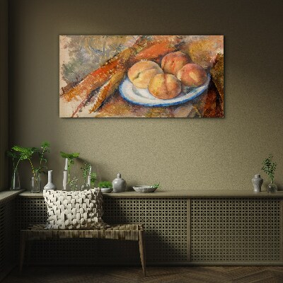 Glasbild Obsttisch in Pastellfarben