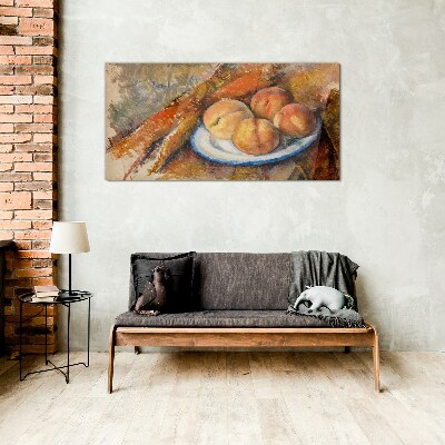 Glasbild Obsttisch in Pastellfarben
