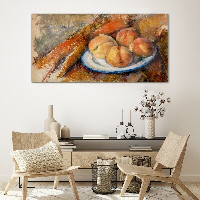 Glasbild Obsttisch in Pastellfarben