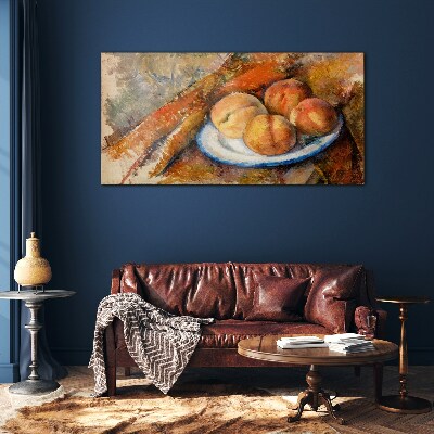Glasbild Obsttisch in Pastellfarben
