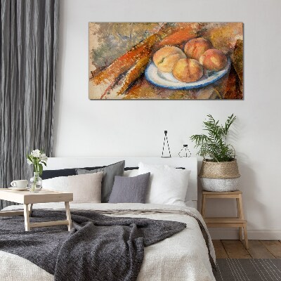 Glasbild Obsttisch in Pastellfarben