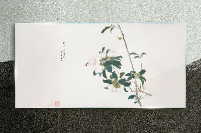 Glasbild Florale Komposition in zarten Farbtönen