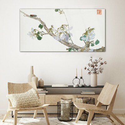 Glasbild Ju Lian Insekten und Blumen