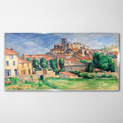 Glasbild Blick auf die Stadt mit viel Grün