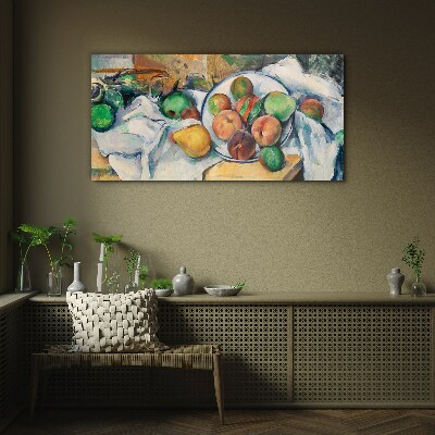 Glasbild Fruchtzusammensetzung auf weißem Hintergrund