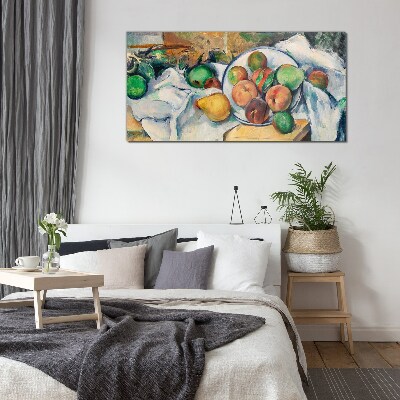 Glasbild Fruchtzusammensetzung auf weißem Hintergrund
