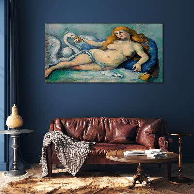 Glasbild Leda und der Schwan von Paul Cézanne