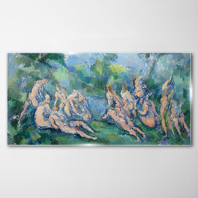 Glasbild Badegäste Paul Cézanne