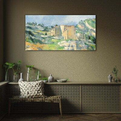Glasbild Häuser auf dem Hügel