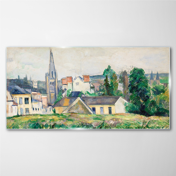 Glasbild Ländliche Landschaft mit einer Kirche