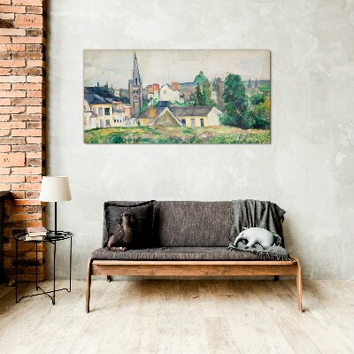 Glasbild Ländliche Landschaft mit einer Kirche