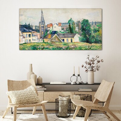 Glasbild Ländliche Landschaft mit einer Kirche