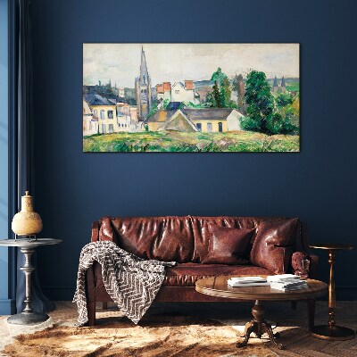 Glasbild Ländliche Landschaft mit einer Kirche