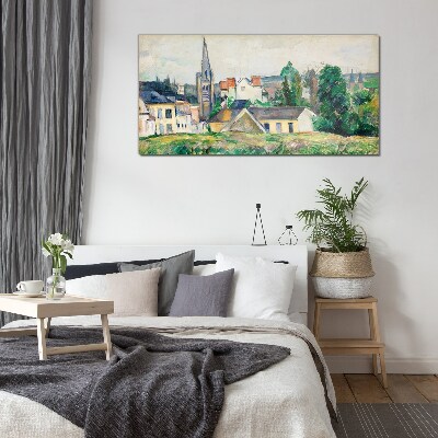 Glasbild Ländliche Landschaft mit einer Kirche