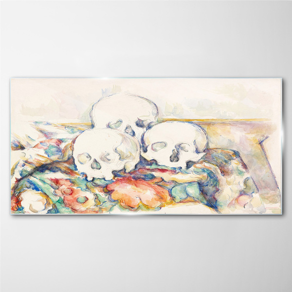 Glasbild Blumenstillleben mit Totenköpfen