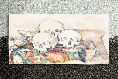 Glasbild Blumenstillleben mit Totenköpfen