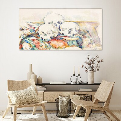 Glasbild Blumenstillleben mit Totenköpfen