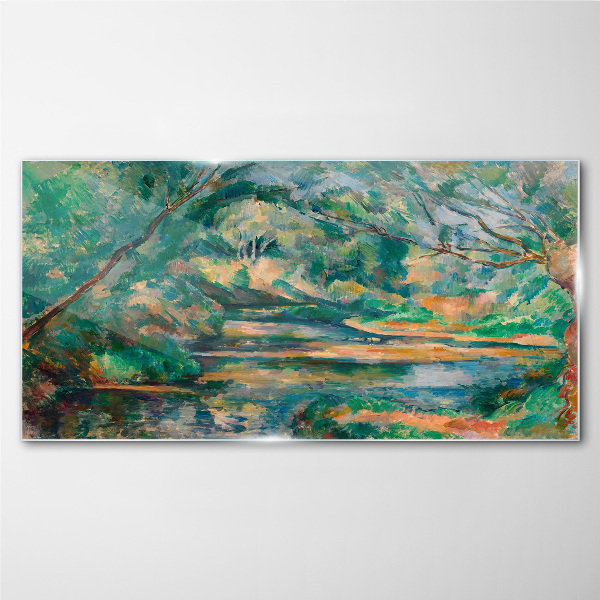 Glasbild Grüne Landschaft mit einem Fluss