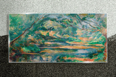 Glasbild Grüne Landschaft mit einem Fluss