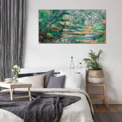 Glasbild Grüne Landschaft mit einem Fluss