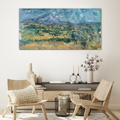 Bild auf glas Berglandschaft in Pastellfarben