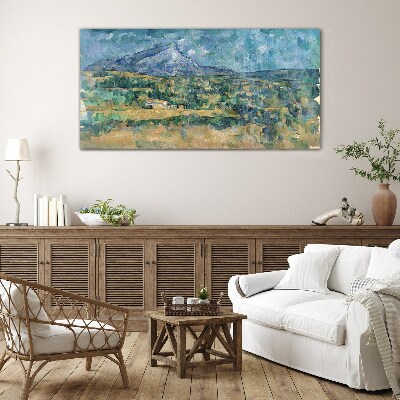 Bild auf glas Berglandschaft in Pastellfarben