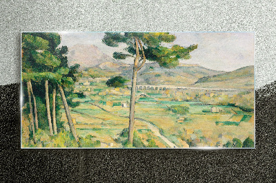 Glasbild Landschaft mit Bäumen