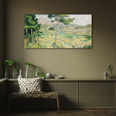 Glasbild Landschaft mit Bäumen