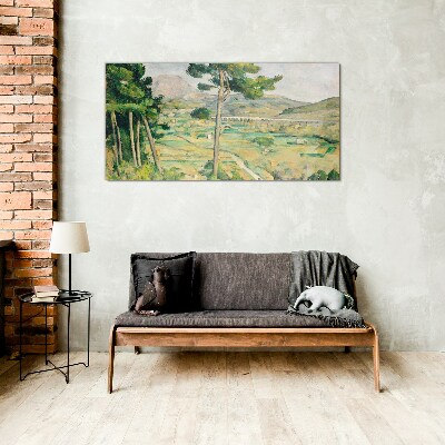 Glasbild Landschaft mit Bäumen
