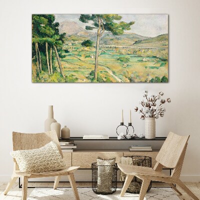 Glasbild Landschaft mit Bäumen