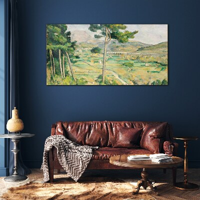 Glasbild Landschaft mit Bäumen