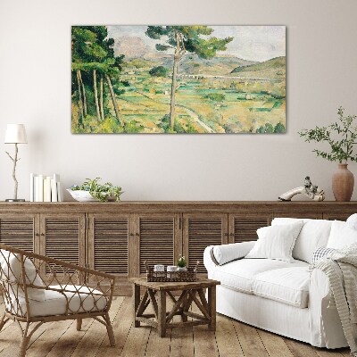Glasbild Landschaft mit Bäumen