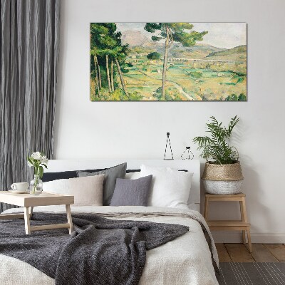 Glasbild Landschaft mit Bäumen