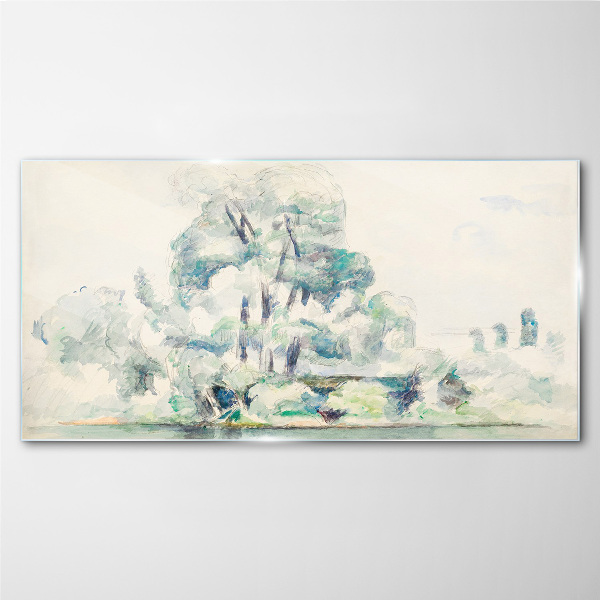 Glasbild Eine friedliche Landschaft in Pastelltönen