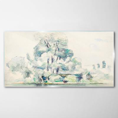 Glasbild Eine friedliche Landschaft in Pastelltönen