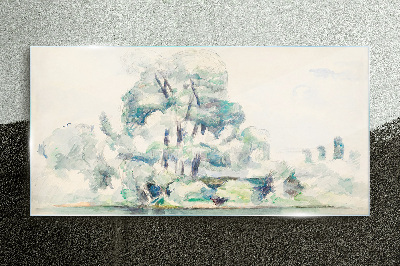 Glasbild Eine friedliche Landschaft in Pastelltönen