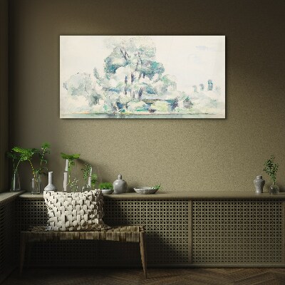 Glasbild Eine friedliche Landschaft in Pastelltönen