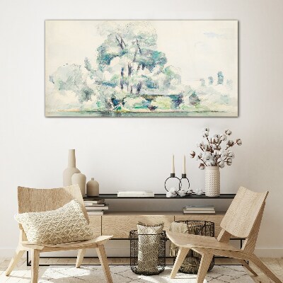 Glasbild Eine friedliche Landschaft in Pastelltönen