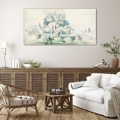 Glasbild Eine friedliche Landschaft in Pastelltönen
