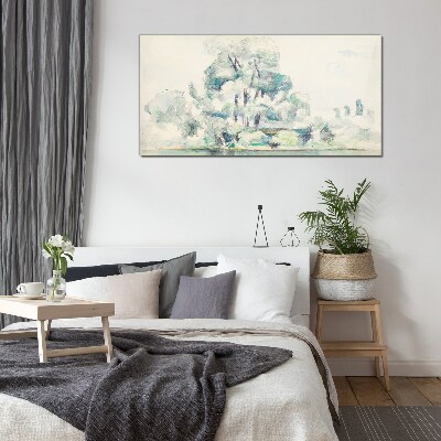 Glasbild Eine friedliche Landschaft in Pastelltönen