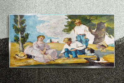 Glasbild Picknick-Wald-Charaktere