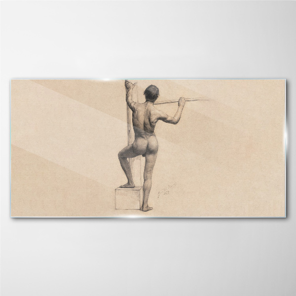 Glasbild Figur eines Mannes mit einem Speer