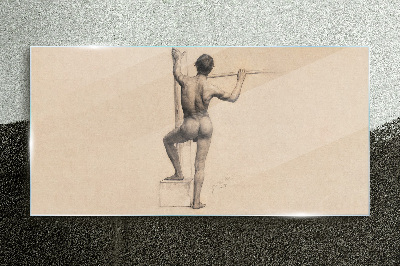Glasbild Figur eines Mannes mit einem Speer