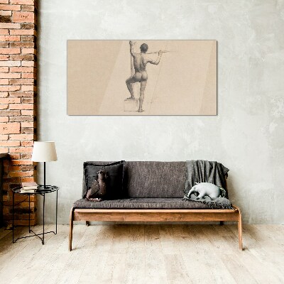 Glasbild Figur eines Mannes mit einem Speer