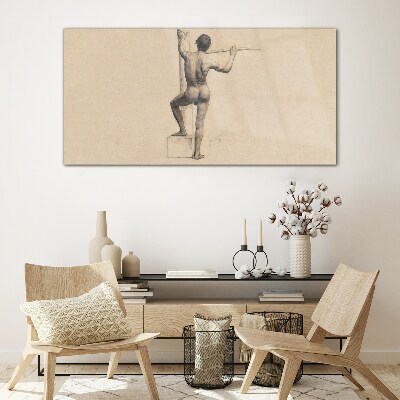Glasbild Figur eines Mannes mit einem Speer