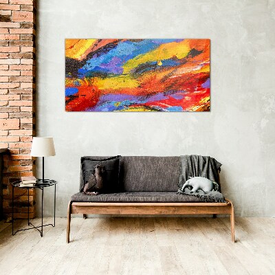 Glasbild Dynamische Farben in Bewegung